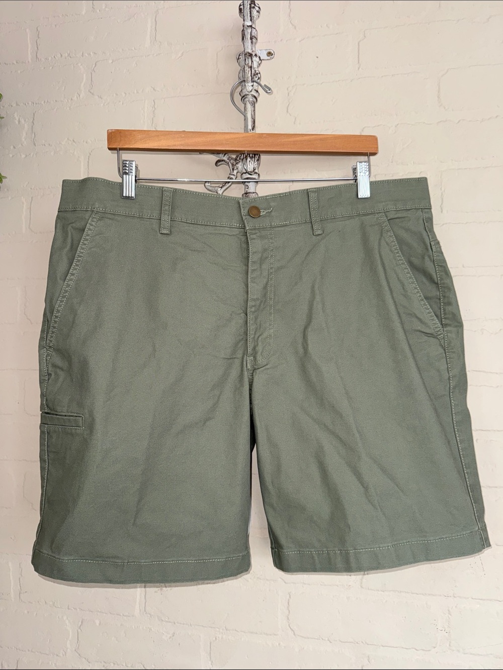 Brahma shorts Cotton Blend Olive Green Casual canvas relaxed 40 waist new